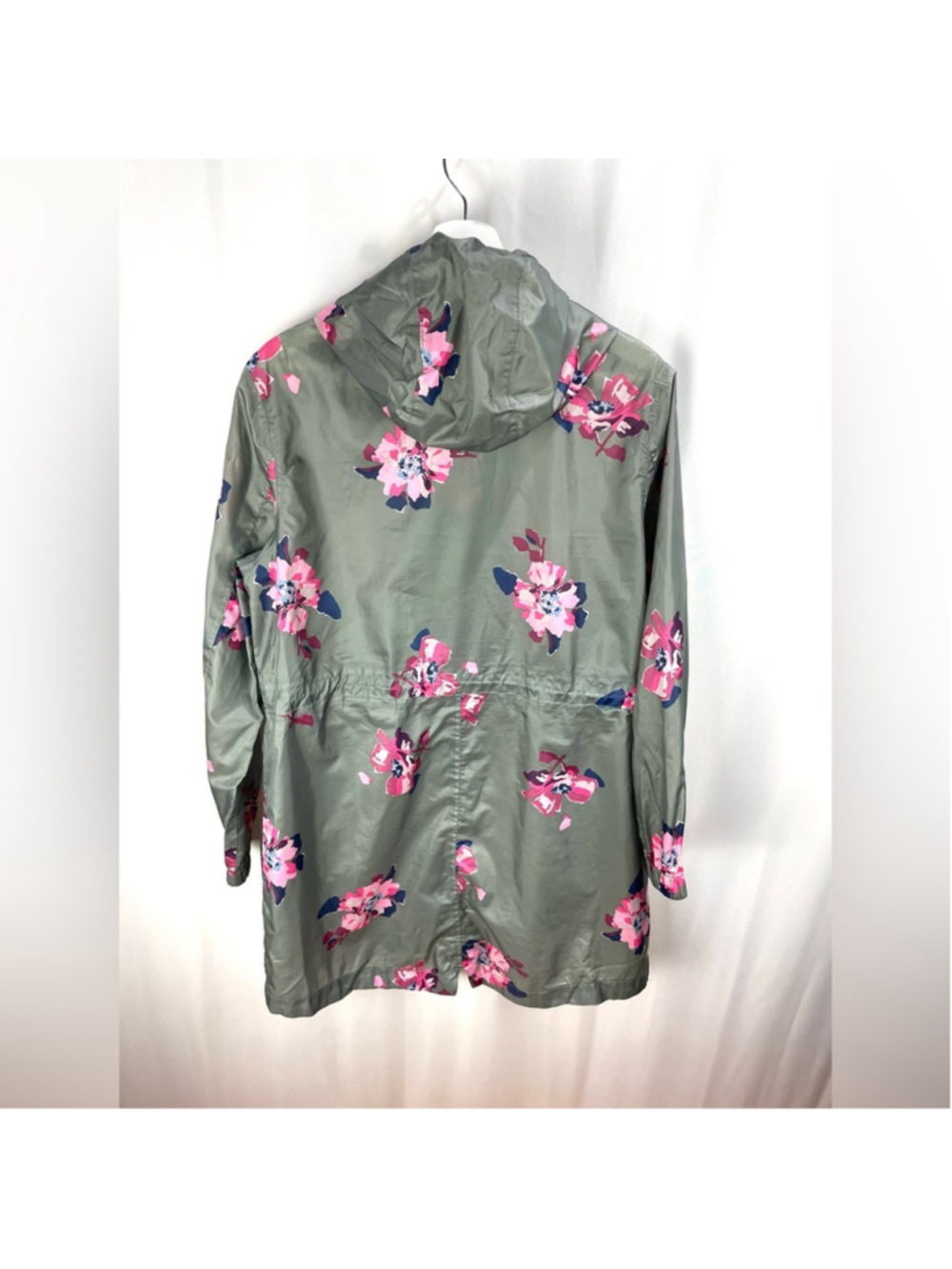Joules Go Lightly Waterproof Green Floral Packable Rain Jacket Size US 6 - Picture 5 of 9